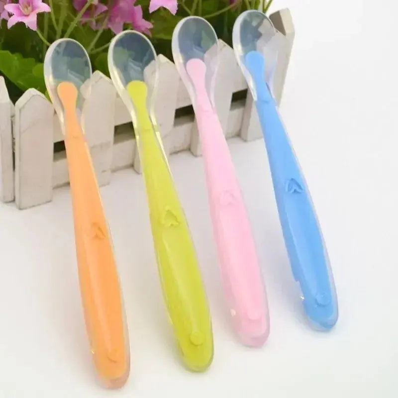 Baby Soft Safety Spoon Bowl Container Silicone Spoons Tableware for Child Infant Solid Feeding Flatware Toddler Care Feeder Nova Trendz
