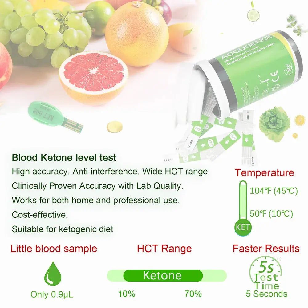 Blood Ketone Hemoglobin Uric Acid Blood Glucose Test Strips Test Strips for PM800 4 in 1 Meter Diabetes Gout HB Anemia Monitor Nova Trendz
