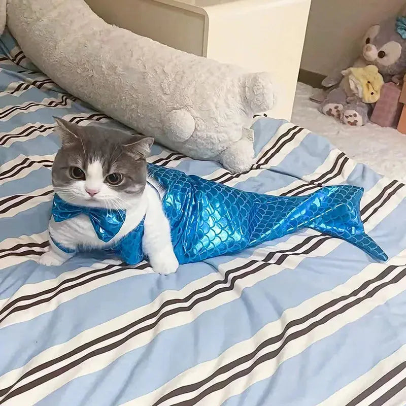 Cat Mermaid Crossdressing Funny Swimsuit Fish Tail Shape Cute Bikini Dog Pet Clothes Pet Halloween Costume Cats Clothes - Nova Trendz