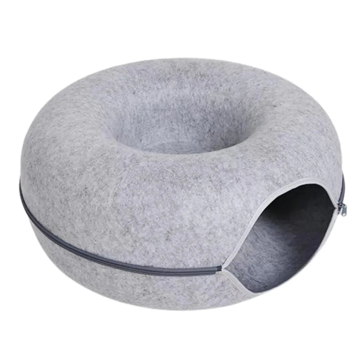 Felt Donut Bed for Cats House With Breather Hole Dog Bed Interactive Play Toys for Cats to Hide 2 in 1 Tunnel for Cats Bed - Nova Trendz