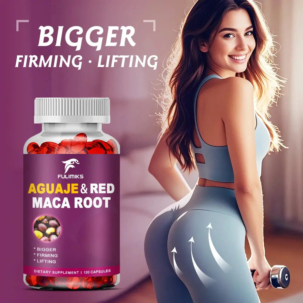 Aguaje Supplement Red Maca Root Extract Capsules Enhances Curves, Firms, Sculpting, Supports Buttocks and Immune Health Nova Trendz