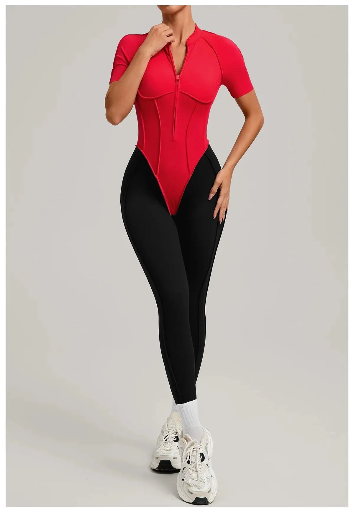 Yoga Bodysuit Short Sleeves Women's Tracksuits Gym Zipper Jumpsuits Sports Workout High-intensity Fitness One-piece Tights Suit - Nova Trendz