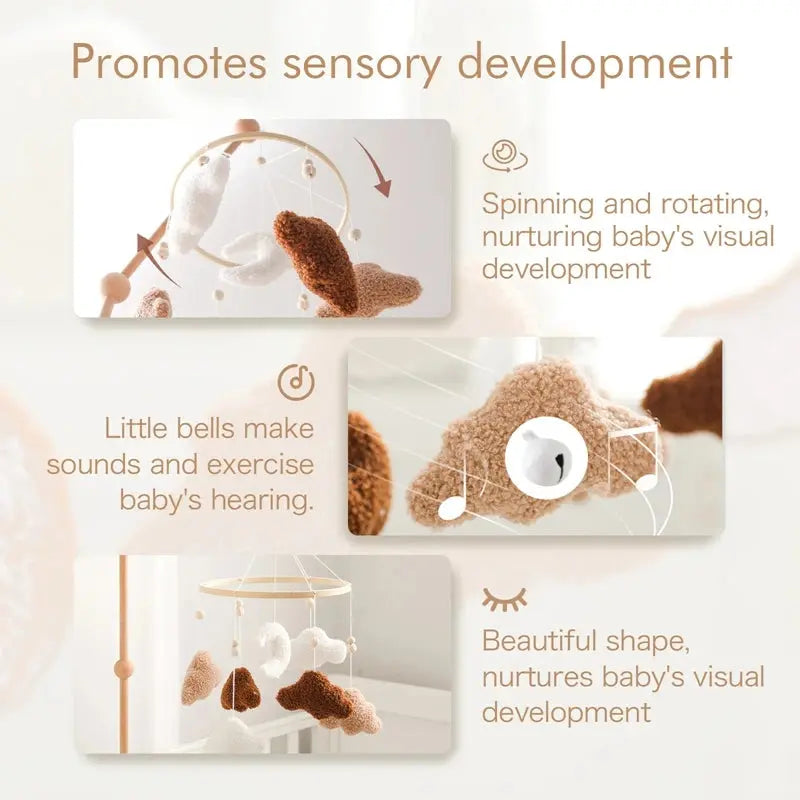 Baby Bed Bell Rattle Toy Lambhair Mobile Hanging Toy 0-12 Months Newborn Crib Mobile Cartoon Cloud Pendant Toy Carousel For Cots - Nova Trendz