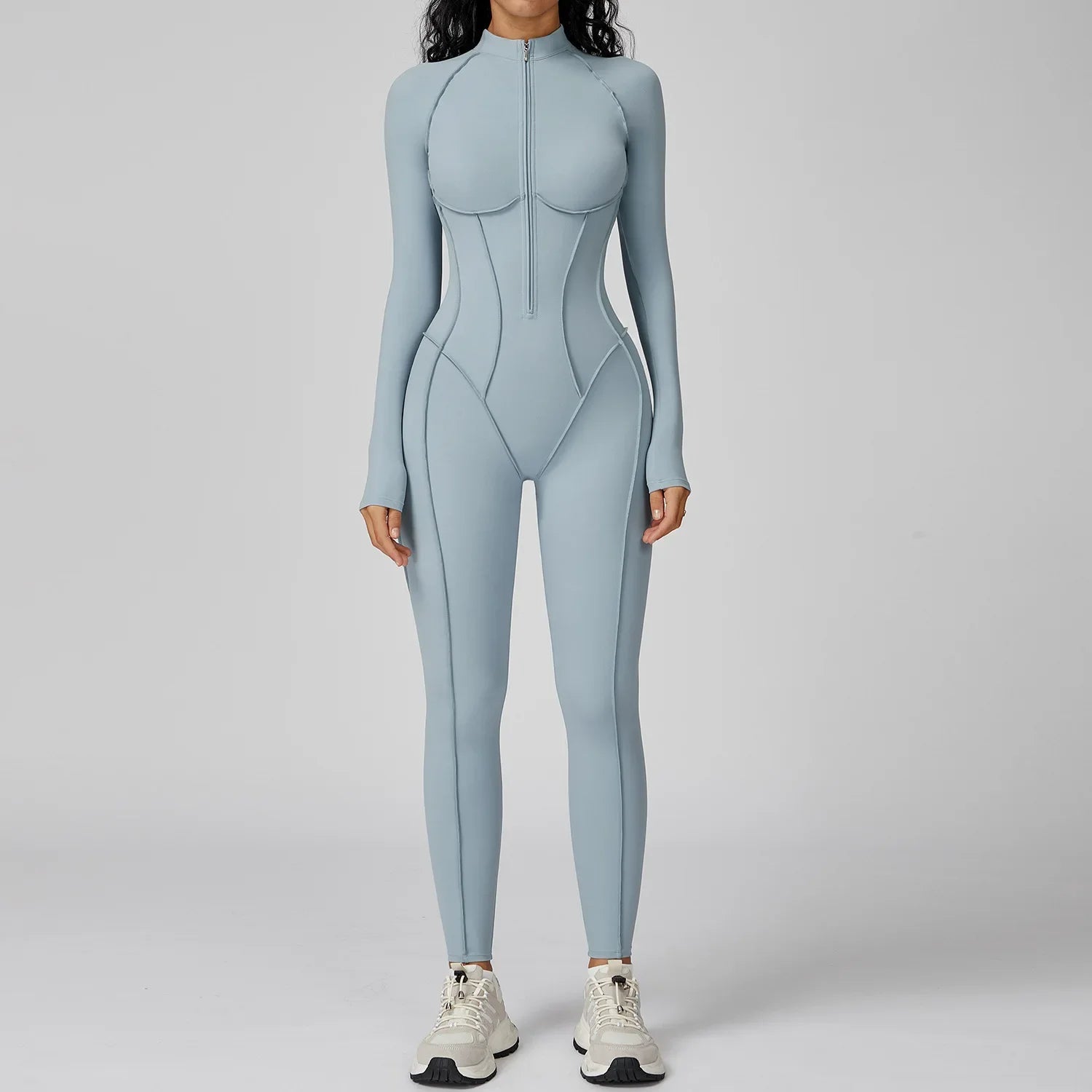 Yoga Bodysuit Long Sleeved Women's Tracksuits Gym Zipper Jumpsuits Sports Workout High-intensity Fitness One-piece Tights Suit Nova Trendz