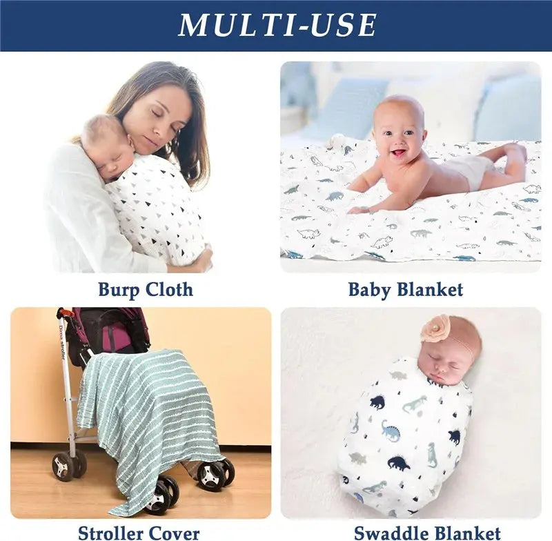 110cm Baby Swaddle Blanket Dual Layers  Blankets For Boys Girls Organic Cotton Soft Newborn Swaddle Wrap Burping Clothes - Nova Trendz