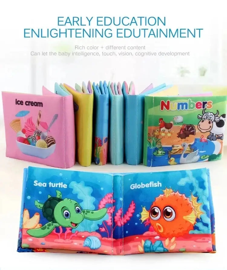 Baby Cloth Books Enlightenment Early Educational Toys Kids Fruits Animal Numbers Food Cognitive Book for Toddlers 12-72 Month Nova Trendz