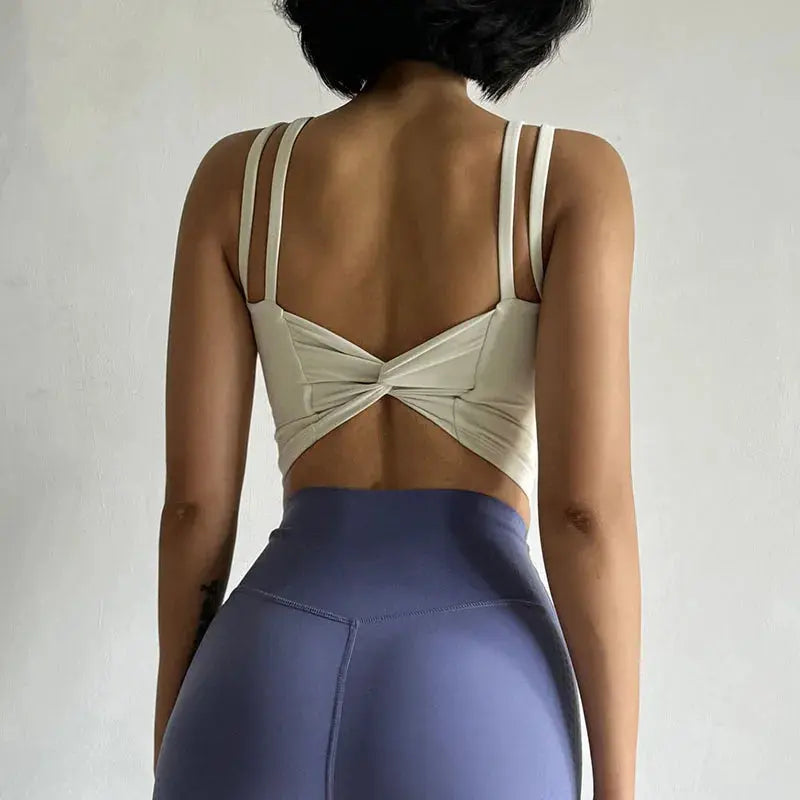 Women's Sports Bras Fitness Top, Sexy Lingerie, Push Up Fixed Pad, Yoga Bra, Back knotted Underwear, Running Vest, Gym Tops - Nova Trendz