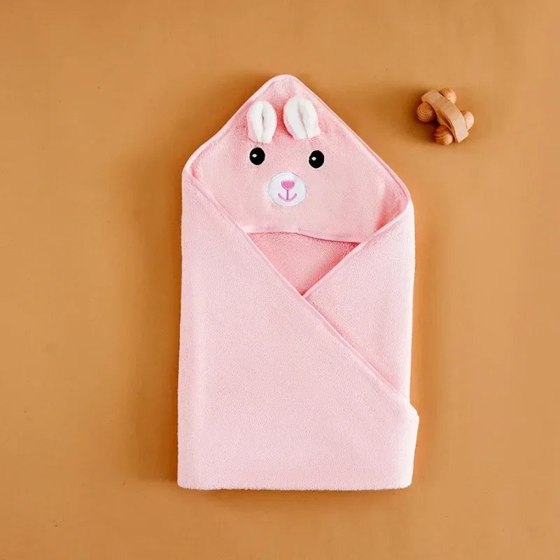 Hooded Coral Velvet Baby Bath Towel Cartoon Baby Elephant Wrap Blanket Super Absorbent Warm Bathrobe Newborn Baby Bath Towel