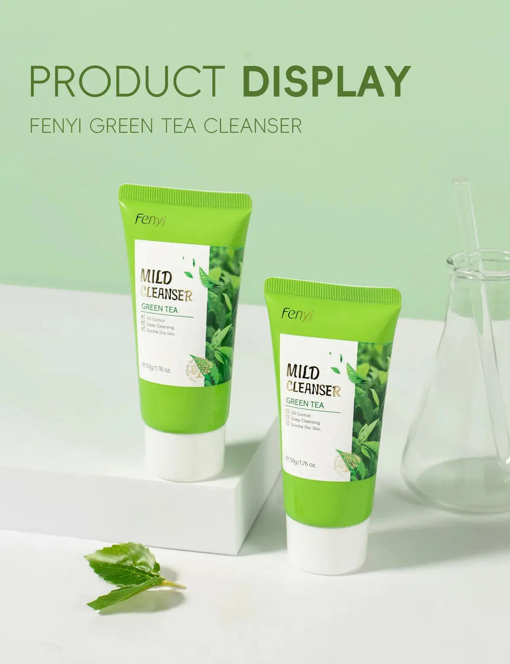 Green Tea Facial Cleanser 50g Skin Deep Cleansing Moisturizing Blackhead Removal Skincare Face Wash Foam Face Cleanser Skin Care - Nova Trendz
