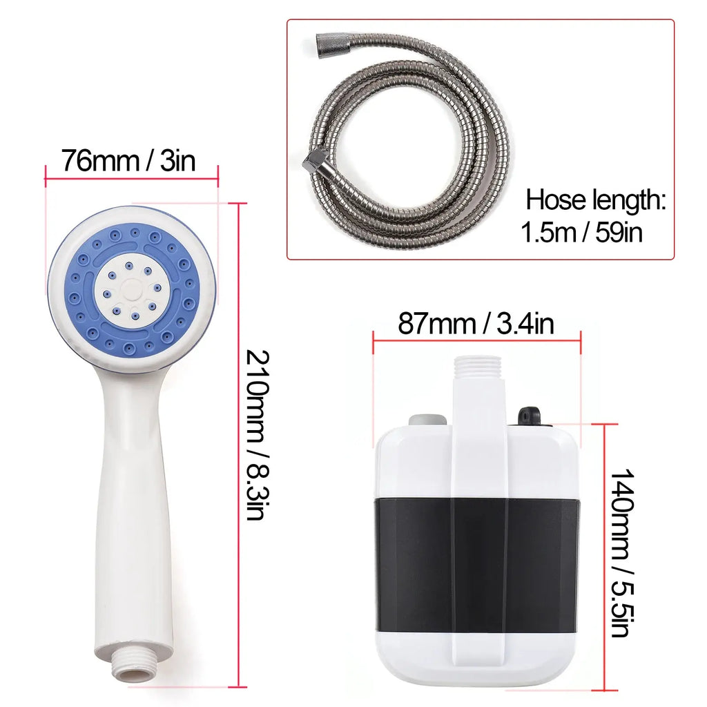 Portable Camping Shower Outdoor USB Rechargeable Electric Shower Pump for Camping Car Washing Gardening Pet Cleaning Nova Trendz