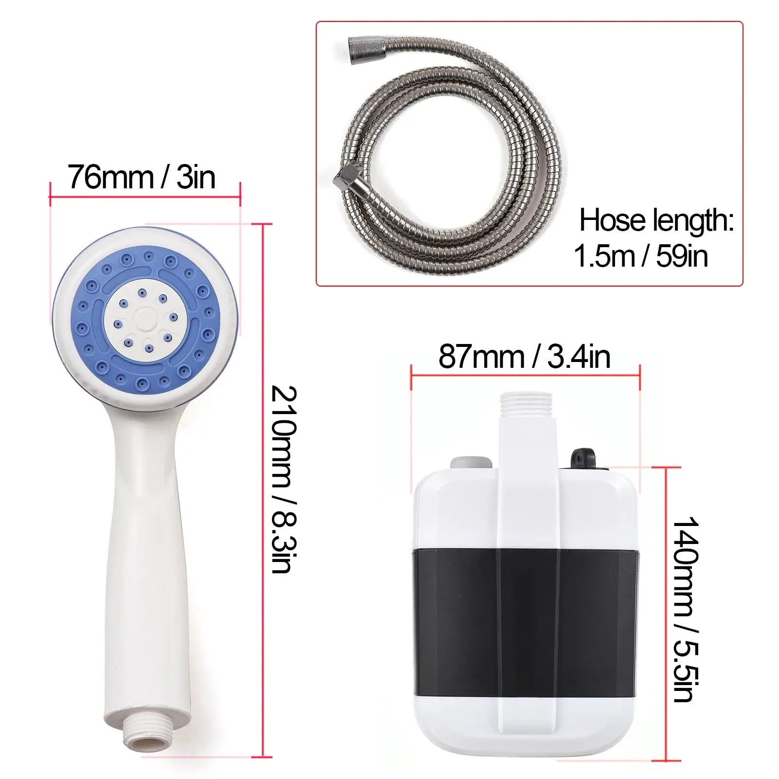 Portable Camping Shower Outdoor USB Rechargeable Electric Shower Pump for Camping Car Washing Gardening Pet Cleaning Nova Trendz