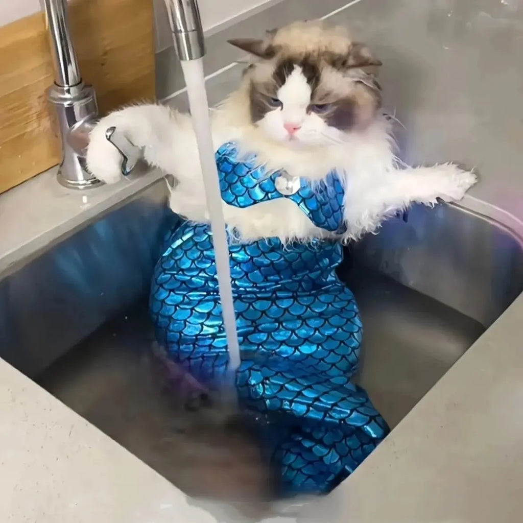 Cat Mermaid Crossdressing Funny Swimsuit Fish Tail Shape Cute Bikini Dog Pet Clothes Pet Halloween Costume Cats Clothes - Nova Trendz