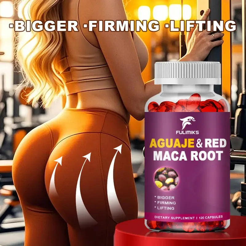 Aguaje Supplement Red Maca Root Extract Capsules Enhances Curves, Firms, Sculpting, Supports Buttocks and Immune Health Nova Trendz