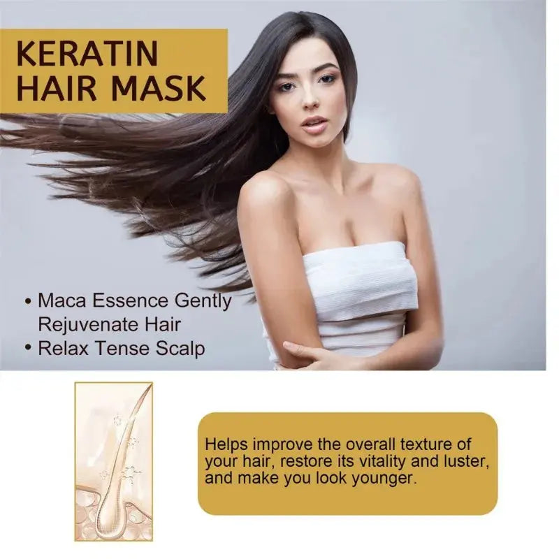 Deep Nourishing Keratin Care Hair Mask Moisturizing Repairing Damaged Frizzy Hairs Smooth Straighten Soft Hair Care 1/3/5/10pcs Nova Trendz
