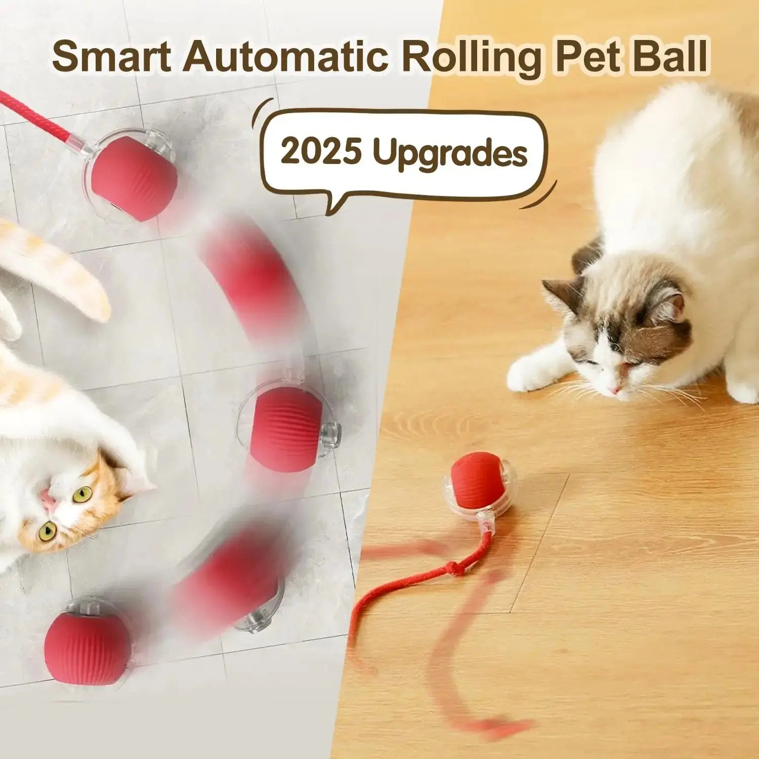 Cat Interactive Ball Toy, Automatic Rolling Ball with Tail, Rechargeable Smart Pet Interactive Toy, Intelligent Mouse for Cat - Nova Trendz