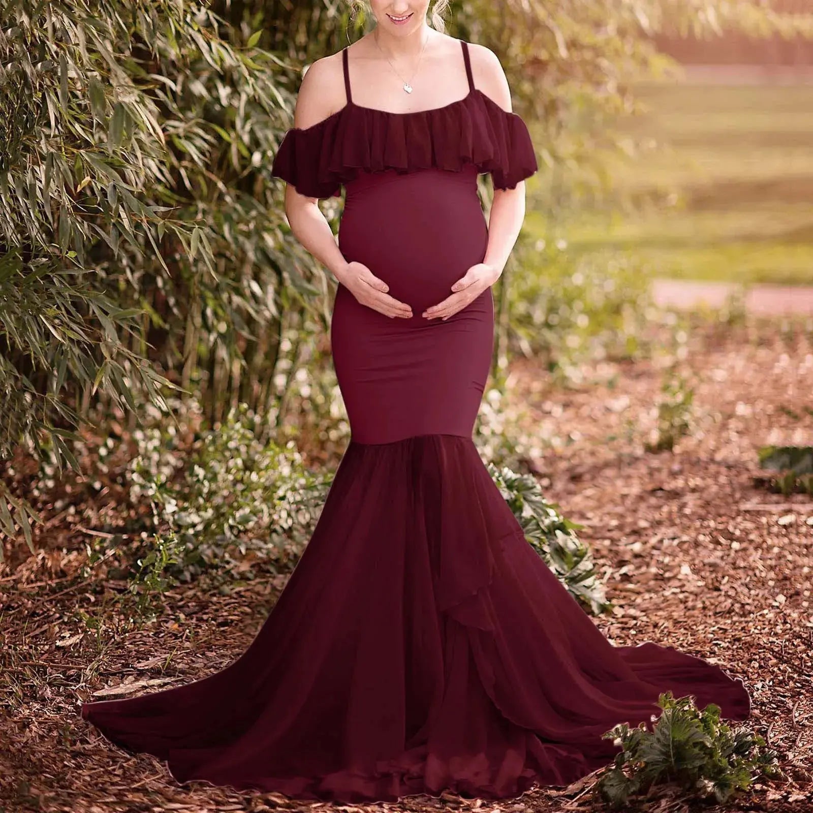 Maternity Dresses For Photo Shoot Pregnant Dress Lace Props Short Sleeve Solid Aline Dress Ropa De Maternidad Embarazo Juvenil Nova Trendz