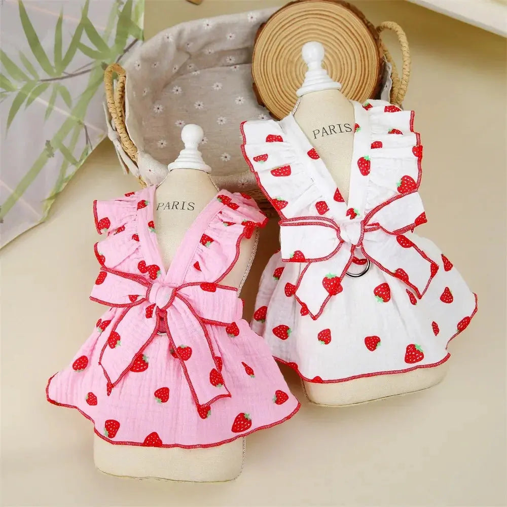 Strawberry Pattern Summer Dress for Dog Pet Clothing Dog Suspender Skirt Cats Puppy Cute Dog Costume Supplies - Nova Trendz