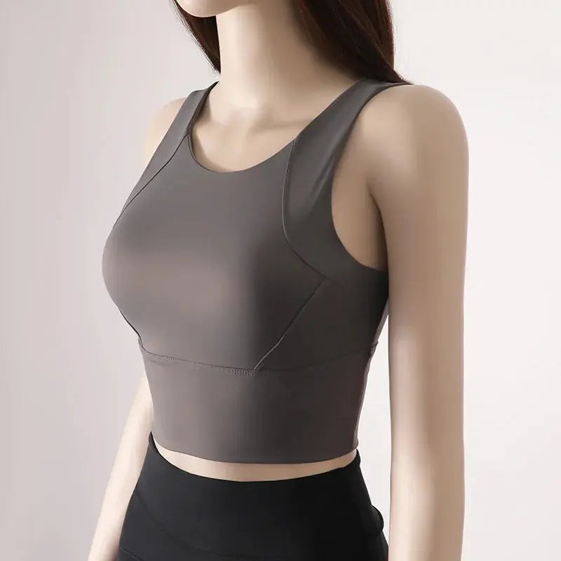 Women Sport Fixed Chest Pad Bra Female Athleisure Workout Tank Top Ladies Gym Clothes Yoga Sports Wear - Nova Trendz