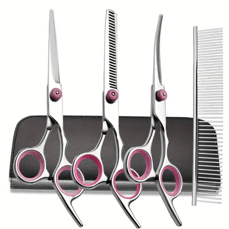 Dog Grooming Scissors Kit Professional Pet Cleaning And Grooming Tool Set- Safety Round Tip Stainless Steel hair scissors - Nova Trendz