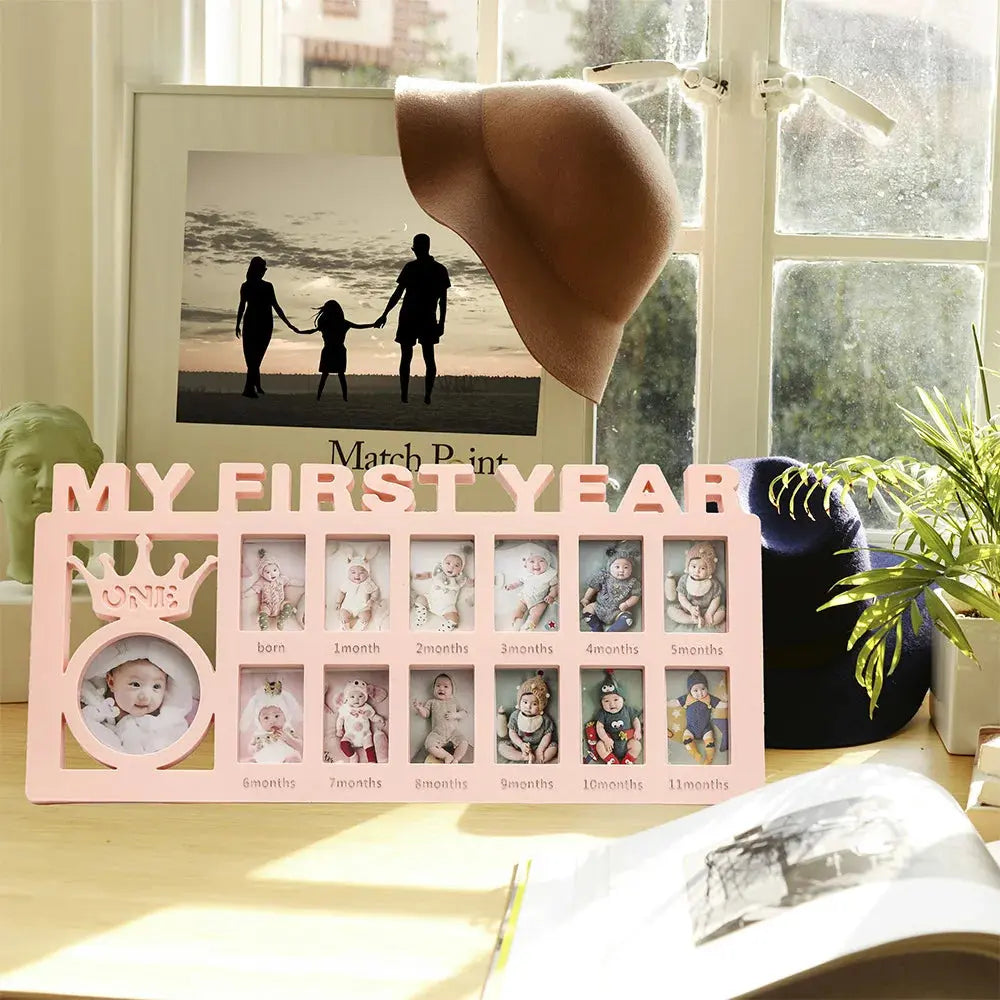 Ylsteed My First Year Baby Keepsake Picture Frame 0-12 Month Monthly Growth Photo Frame Souvenirs Newborn Photography Props Nova Trendz