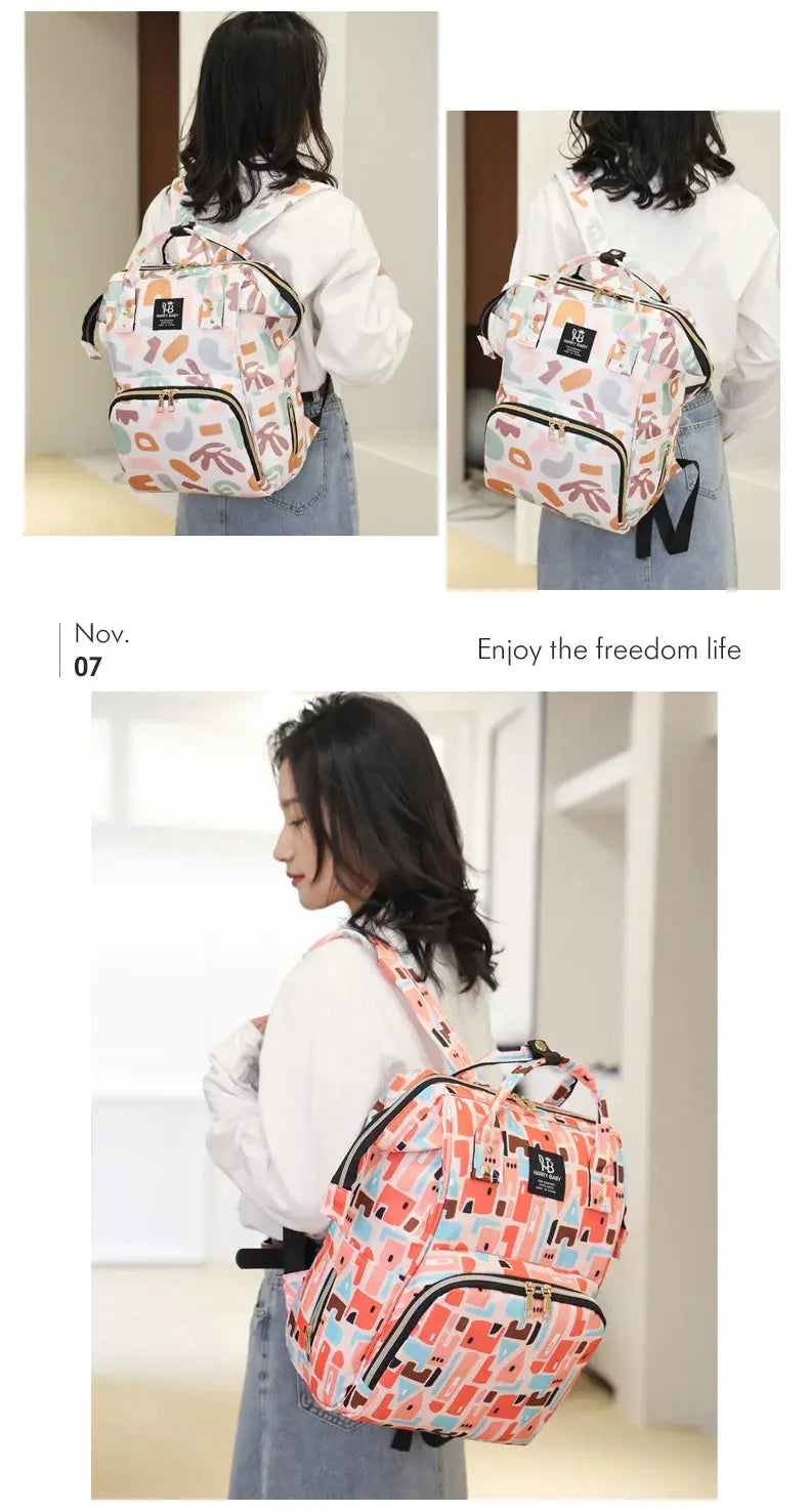 Fashion Print Nappy Backpack Bag Mummy Large Capacity Bag Mom Baby Multi-function Outdoor Travel Diaper Bags for Baby Care Stuff Nova Trendz