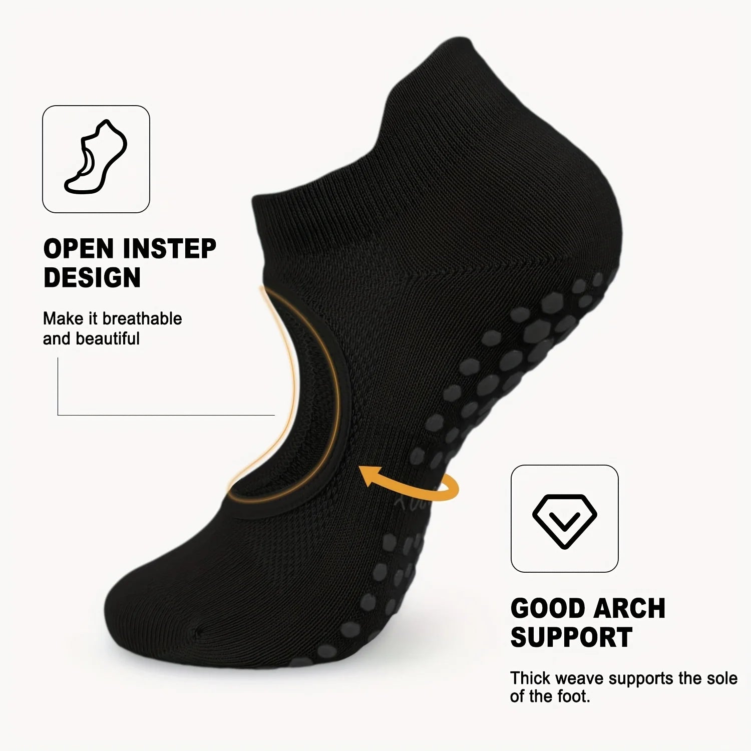 2 Pairs Non-Slip Pilates Socks for Women, Grippy Open-Top Yoga Socks, Breathable Barre Dance Athletic Socks Nova Trendz