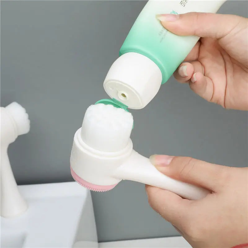 Silicone Facial Facial Cleansing Brush Manual Massage Facial Cleansing Brush Soft Bristles Silicone 3D Double-Sided Face Brushes Nova Trendz