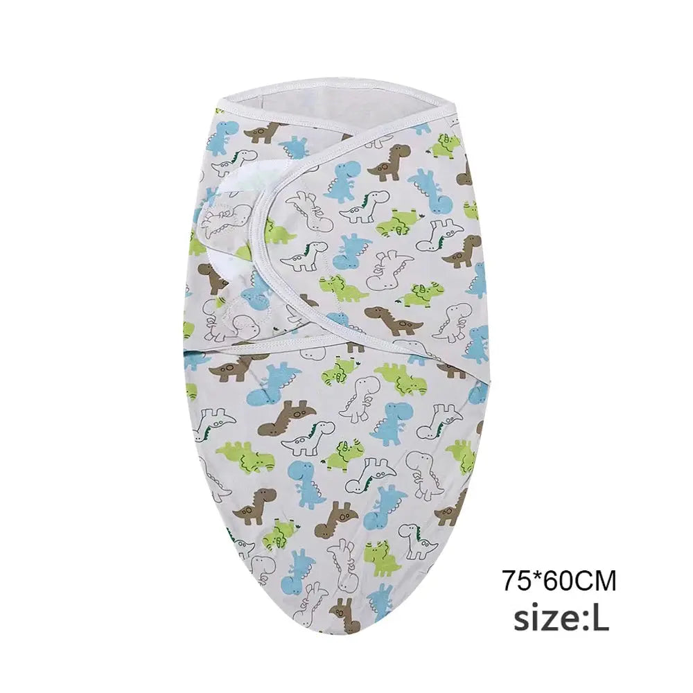 Baby Blanket Hat Set Cartoon Printed Cotton Newborn Swaddle Adjustable Infant Sleeping Swaddle Wraps All Seasons 0-6 Months - Nova Trendz