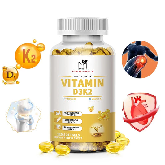 Vitamin D3 K2 Softgel Capsules High-Potency D3 K2 Supplements with 1000 IU, Support Immune Health For Whole Family