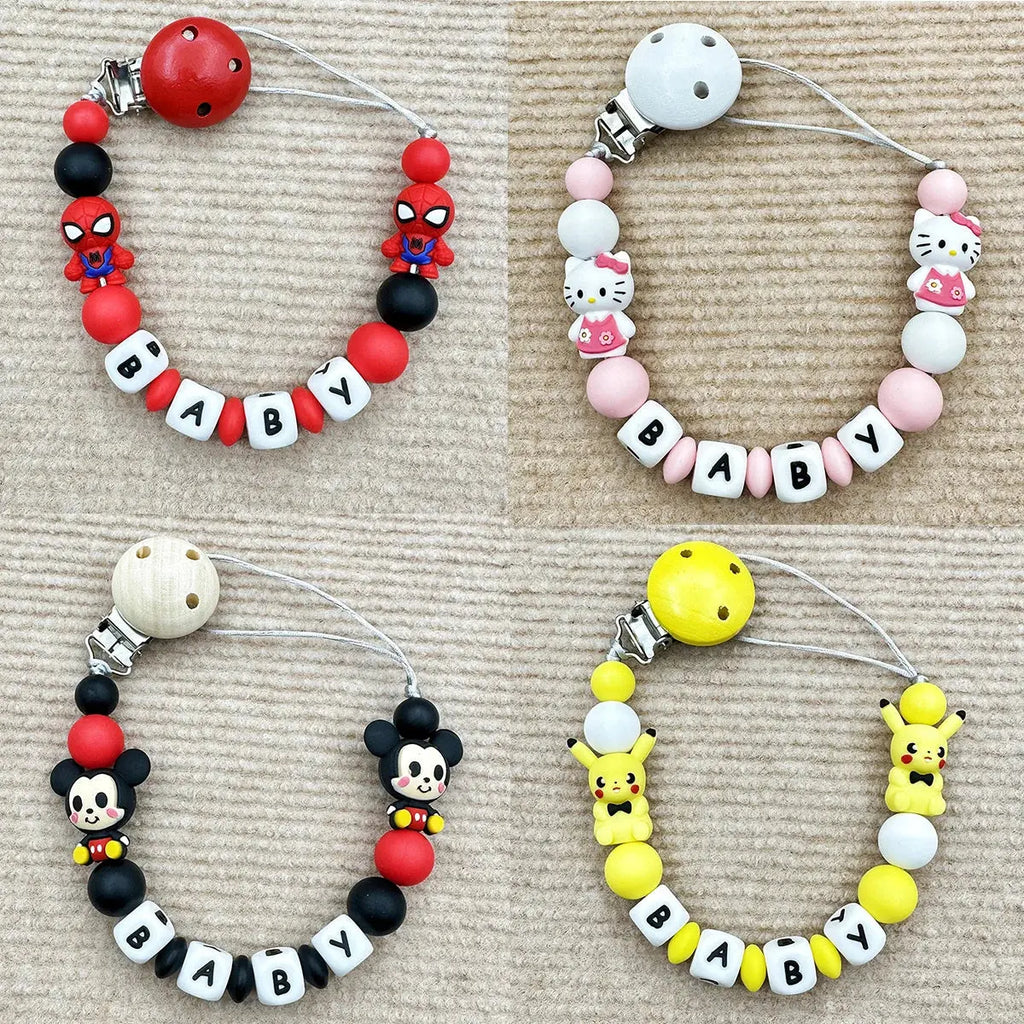 Personalize Silicone Letters Name Baby Popular Silicone Bead Pendant Pacifier Clips Chains Holder Teether Baby Kawaii Toy Gifts Nova Trendz