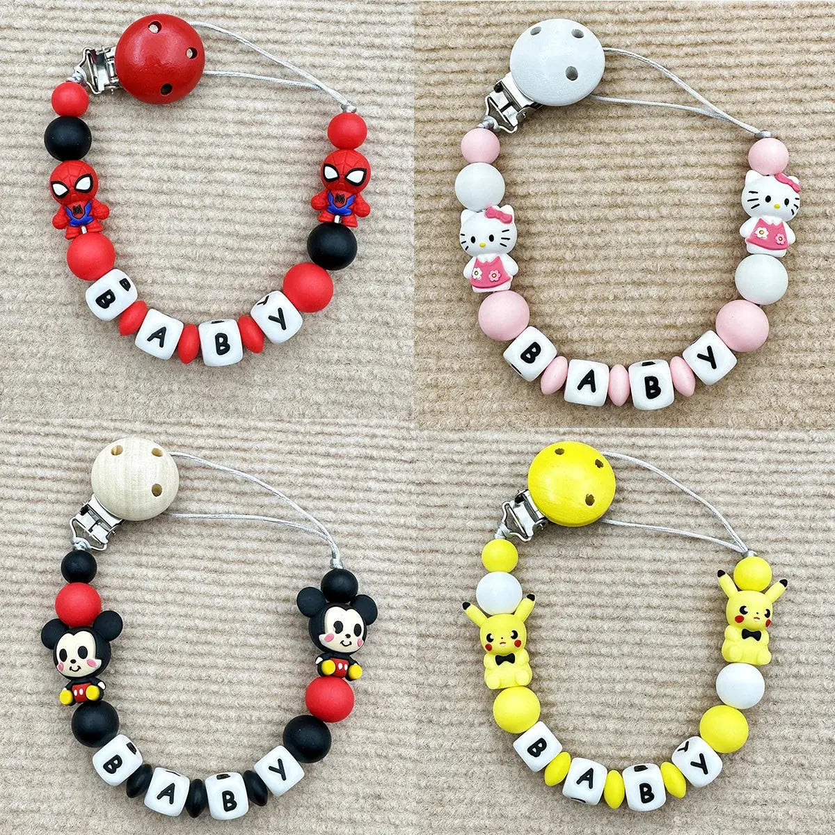 Personalize Silicone Letters Name Baby Popular Silicone Bead Pendant Pacifier Clips Chains Holder Teether Baby Kawaii Toy Gifts Nova Trendz