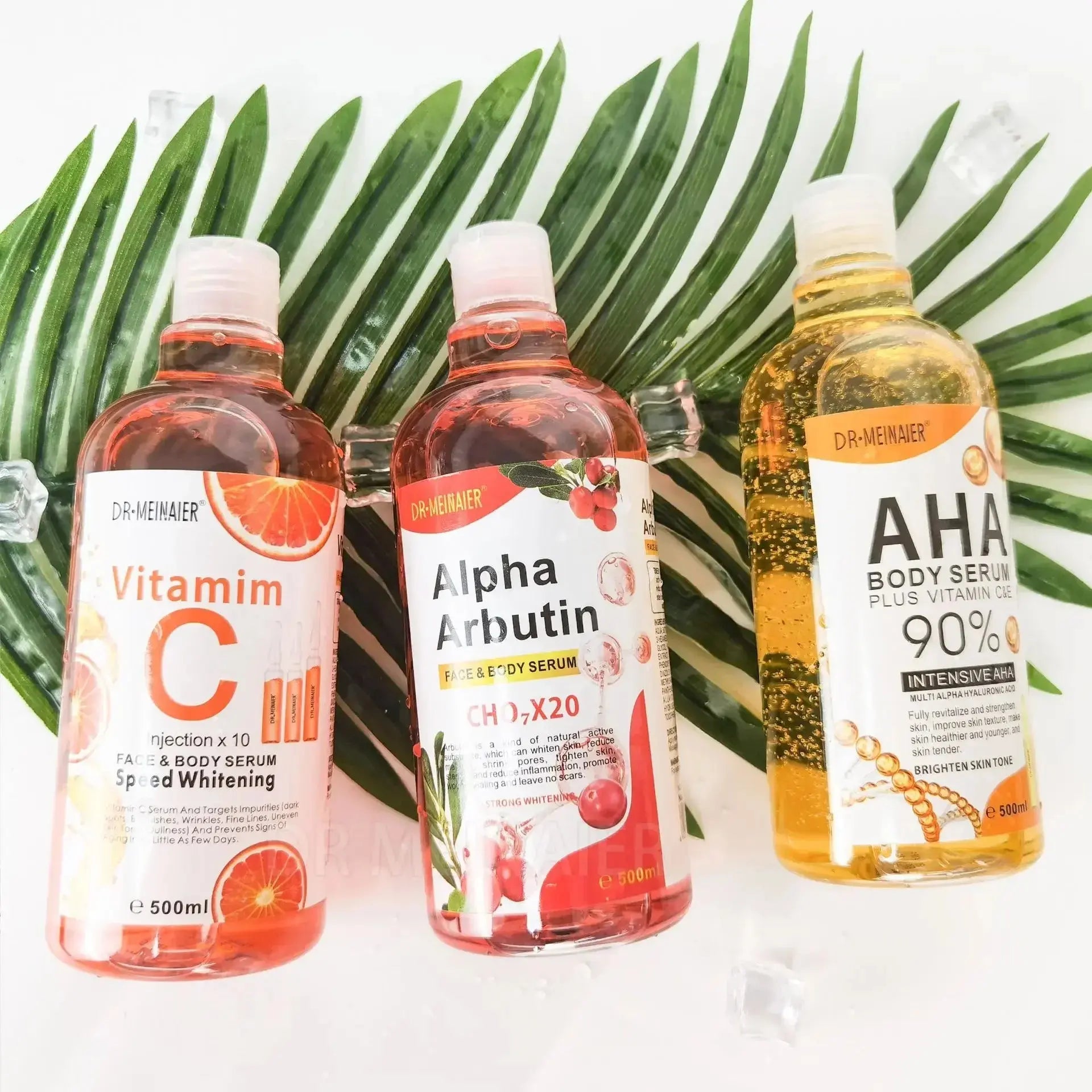 500ML Vitamin C AHA HYALURONIC& NICOTINAMIDE Face Serum Moisturizing Lightening Body Cream Honey&Almonds Nova Trendz