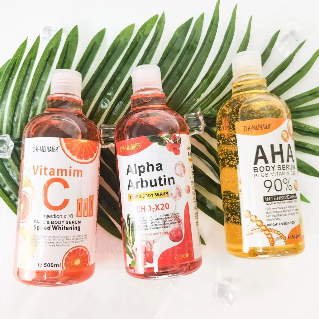 500ML Vitamin C AHA HYALURONIC& NICOTINAMIDE Face Serum Moisturizing Lightening Body Cream Honey&Almonds - Nova Trendz