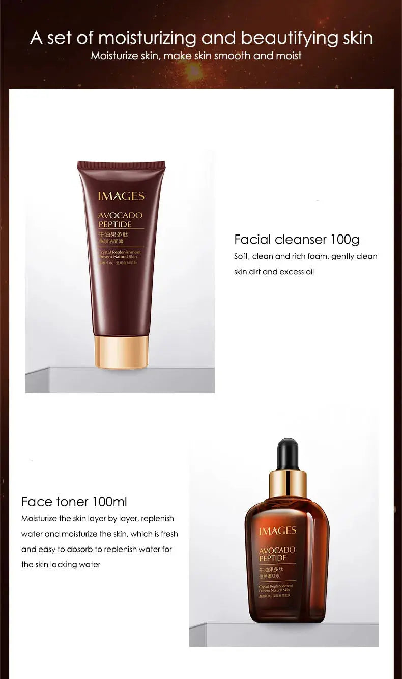 5pcs/Set IMAGES Avocado Skin Care Sets Facial Moisturizing Face Cream Serum Facial Cleanser Eye Cream Skin Care Products Nova Trendz
