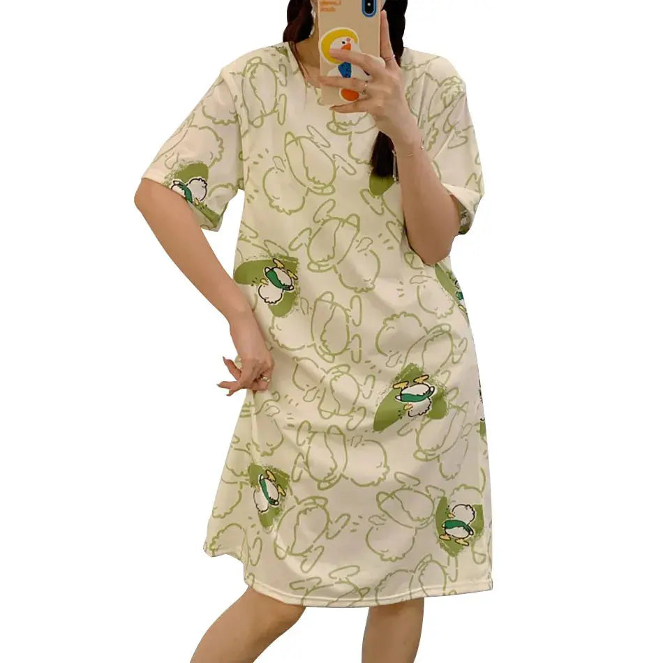 Maternity Clothings Nursing Dresses Breastfeeding Sleepwear Pattern Printing Cheerful and Lively Girl Feeling for Pregnant Women Nova Trendz