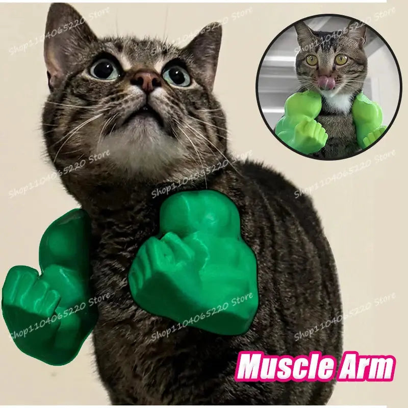 Funny Cat Muscle Arm Clothing Decoration Props 3D Printed Pet Interactive Neck Hanging Toy Role-playing Accessories Birthday Toy Nova Trendz