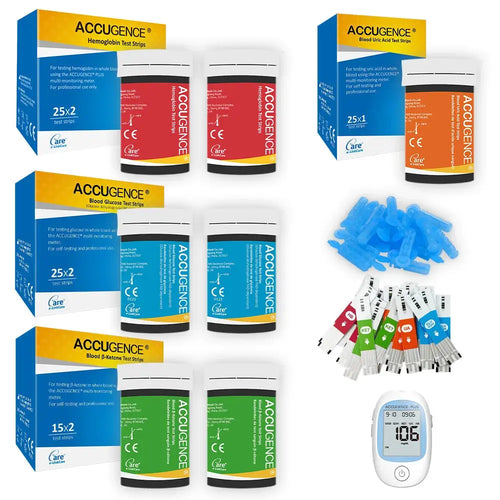 Blood Ketone Hemoglobin Uric Acid Blood Glucose Test Strips Test Strips for PM800 4 in 1 Meter Diabetes Gout HB Anemia Monitor Nova Trendz