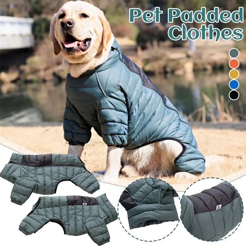 Dog Thicken Cotton-padded Coat Pet Warm Down Jacket Windproof 4 Legs Pet Outfit Winter Greyhound Husky Corgi Chihuahua Clothes - Nova Trendz