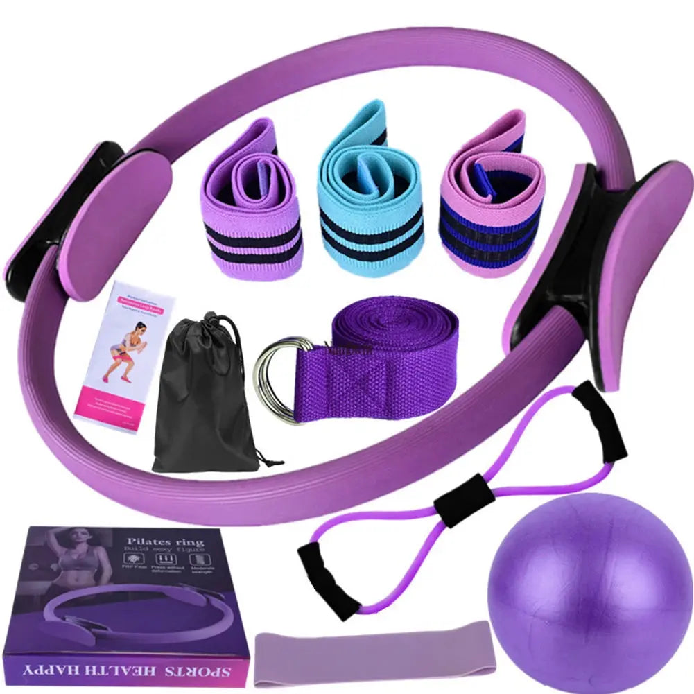 11PCS Pilates Loop Yoga Set 8 Resistance Band/Yoga Band Home Workout Pilates Ring Set Multifunctional Workout Set Yoga Equipment Nova Trendz