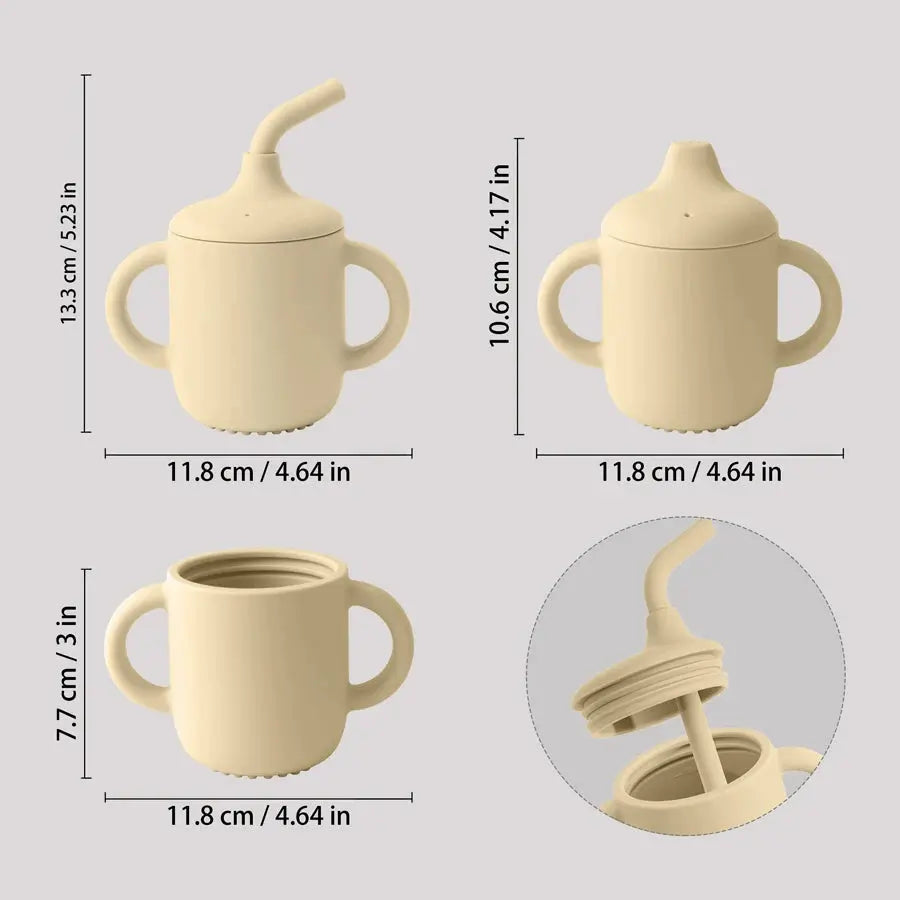 1PCS Two Lids Baby Silicone Straw Cup BPA Free Portable Storage Snack Container Feeding Cup Kids Learning Drink Cup Baby Stuff Nova Trendz