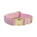 Pink Corduroy Dog Collar And Leash Set For Dogs Custom Engraved Nameplate Pet Supplies Dog Leash Corduroy07 - Nova Trendz
