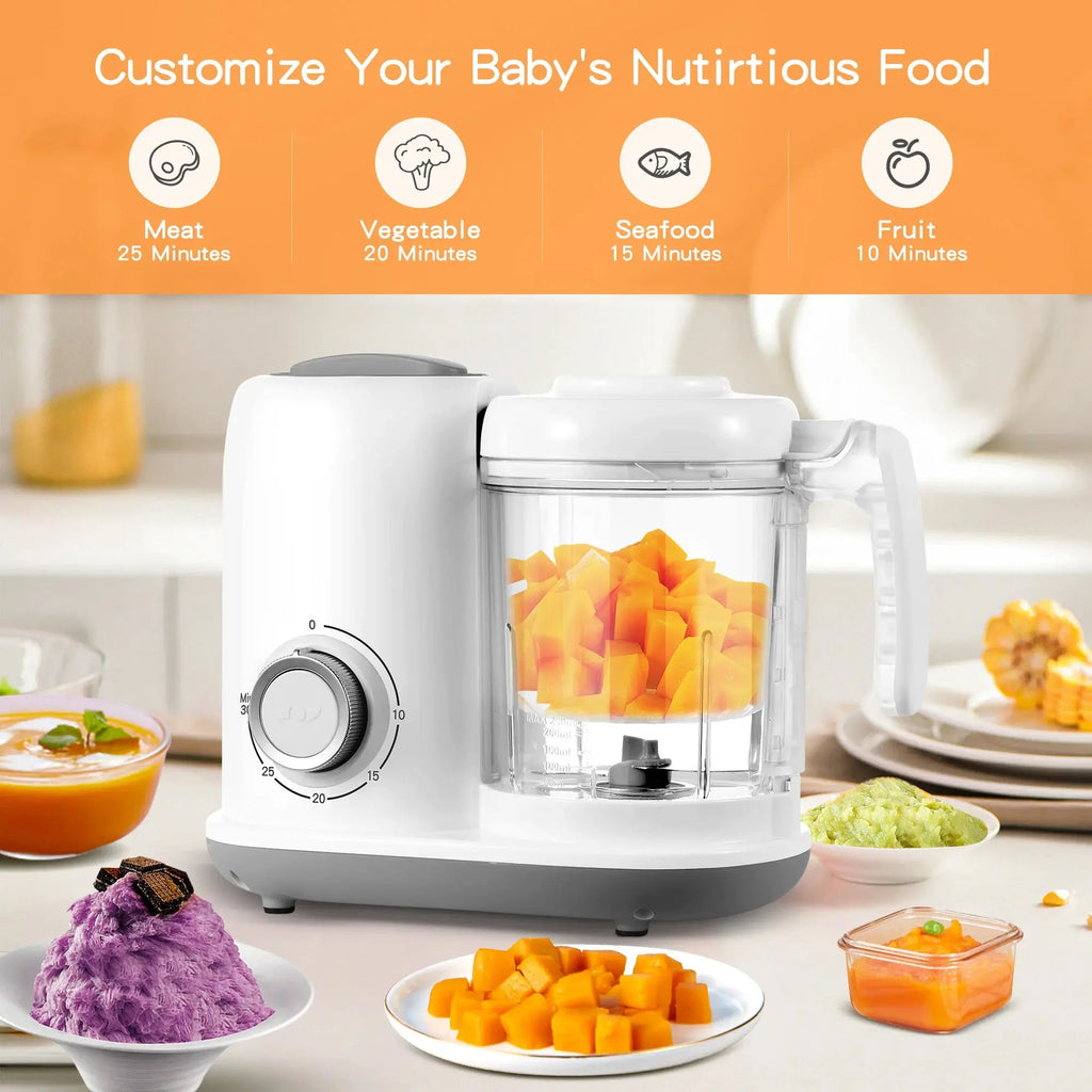 Baby Food Maker, 4 in 1 Baby Food Processor and Steamer, Puree Blender, Multifunctional Baby Puree Maker, Dishwasher Safe White Nova Trendz