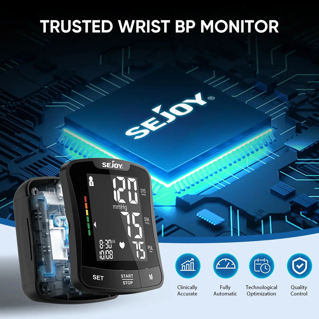 SEJOY Electronic Blood Pressure Monitor Wrist Cuff Tonometer Digital Sphygmomanometer Electronic BP Monitors Blood Meter Nova Trendz