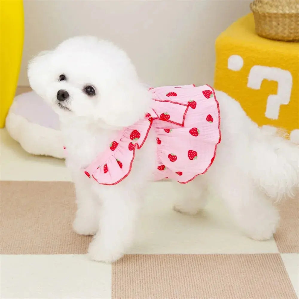 Strawberry Pattern Summer Dress for Dog Pet Clothing Dog Suspender Skirt Cats Puppy Cute Dog Costume Supplies - Nova Trendz