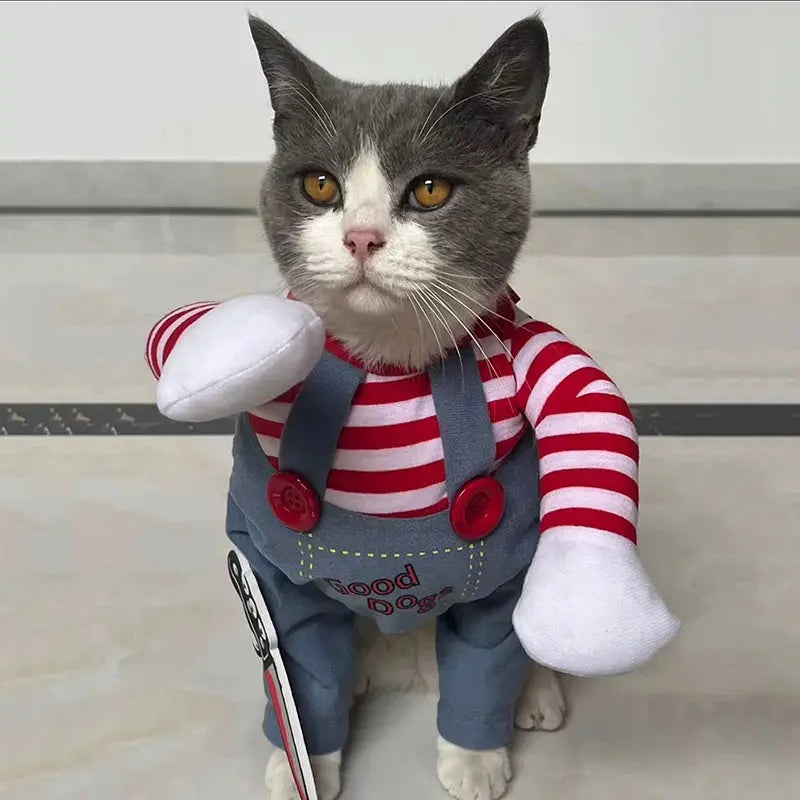 Funny Cat Clothes Halloween Cosplay Costumes For Small Medium Dog Cats Creative Pet Party Kitten Jumpsuits Soft Warm Cat Coat - Nova Trendz