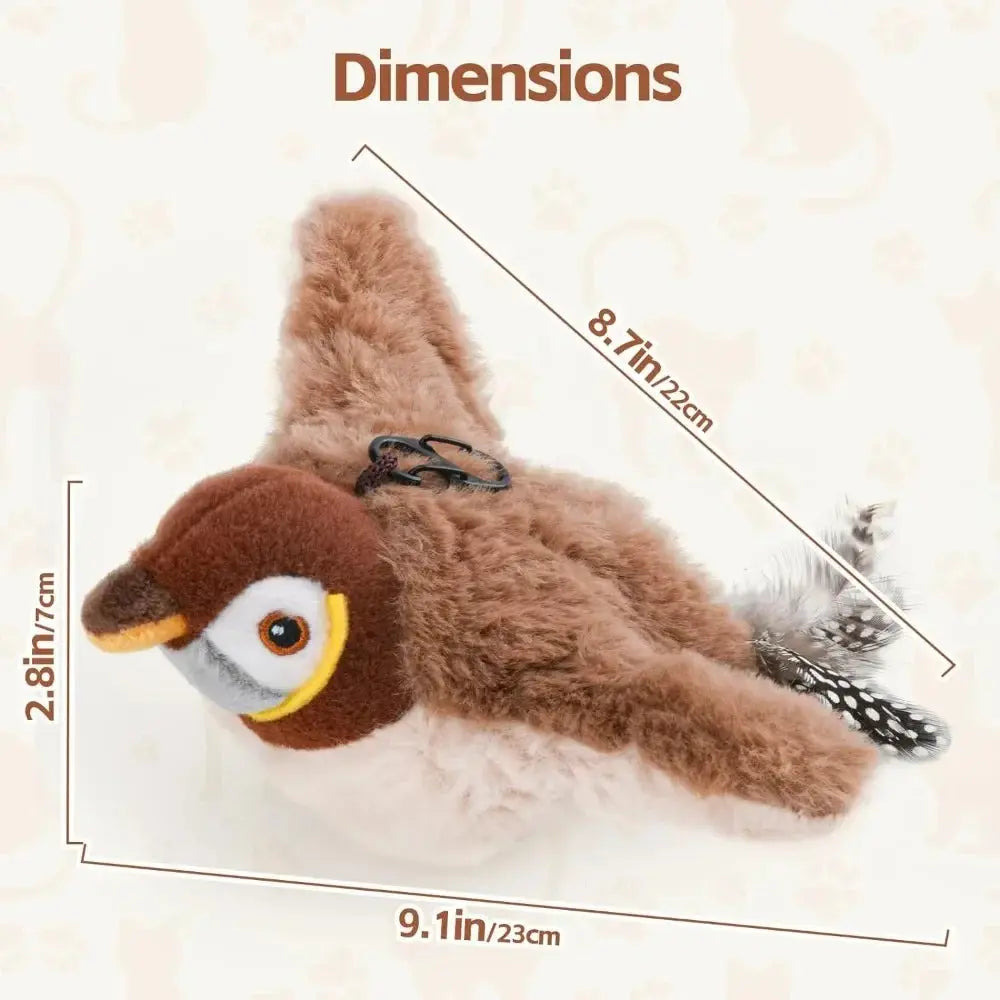 Interactive Cat Toys Rechargeable Electric Flapping Wings Bird Cat Toy Sound Chirping Bird Catnip Touch Activated Plush Toy Nova Trendz