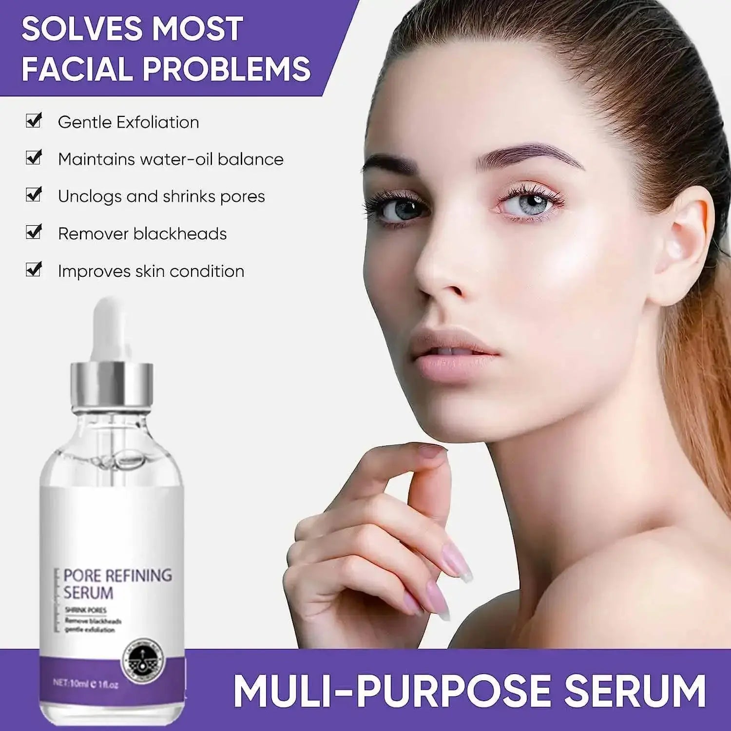 Pore Shrinking Serum Face Removing Large Pores Tightening Repairing Facial Pore Minimizing Essence Skin Care Beauty Firm skin Nova Trendz