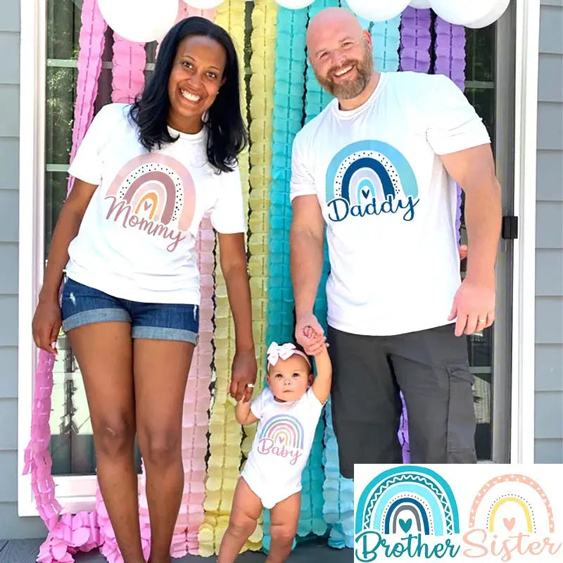 Rainbow Family Matching Outfit Dad Mom and Me Family Shirt Fashion Baby Bodysuits Brother Sisters Family Life Outfits Look Nova Trendz