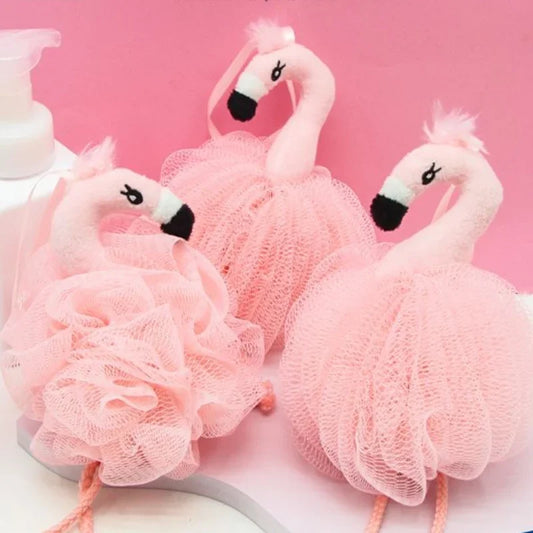 Flamingo Bath Sponges Animal Kids Loofah Bath Pouf Mesh Animal Toy Bath Sponge Colorful Body Scrubber Balls Shower Mesh for Kids