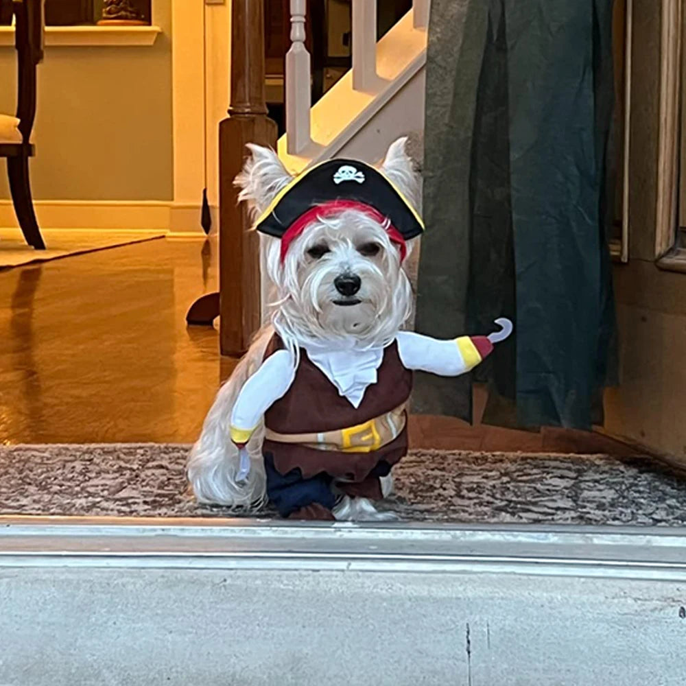 Halloween Funny Pirate Cat Dog Costume For Small Medium Dogs Cats Puppy Kitten Cosplay Creative Novelty Dress Up Party Clothes